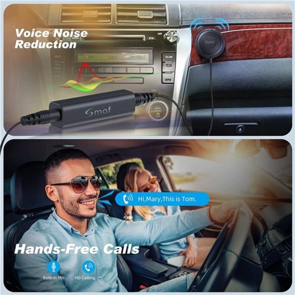 Bluetooth 5.0 Car Kit, AUX Bluetooth Adapter with Ground Loop Noise Isolator - Picture 4 of 6